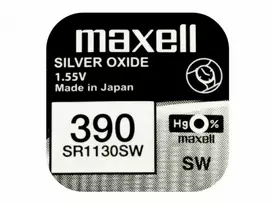 Maxell sidabro oksido baterijos 390 SR1130SW 1.55V, 1vnt.