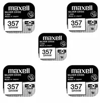 Maxell sidabro oksido baterijos 357 SR44W 1.55V, 5vnt.