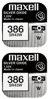 Maxell sidabro oksido baterijos 386 SR43W 1.55V, 2vnt.