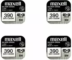 Maxell sidabro oksido baterijos 390 SR1130SW 1.55V, 4vnt.