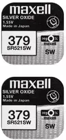 Maxell sidabro oksido baterijos 379 SR521SW 1.55V, 2vnt.