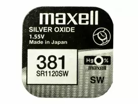 Maxell sidabro oksido baterijos 381 SR1120SW 1.55V, 1vnt.