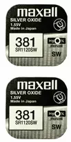 Maxell sidabro oksido baterijos 381 SR1120SW 1.55V, 2vnt.