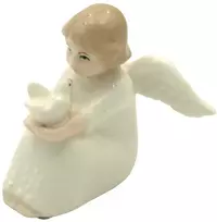 Porceliano angelo statulėlė su balandžiu, h 5,5 cm