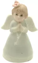 Porceliano angelo statulėlė su rožiniu, h 7,5 cm