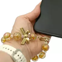 Karoliukų dirželis telefonui ant riešo, 13 cm - Sidabrinė