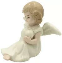 Porceliano angelo statulėlė su širdimi, h 7 cm