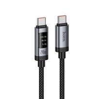 Duomenų kabelis su skaitmeniniu ekranu USB A į USB C Hoco PD 6A 240W 1,2 m U148 juodas