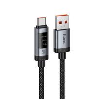 Duomenų laidas su skaitmeniniu ekranu USB A į USB C Hoco PD 6A 100W 1,2 m U148 juodas