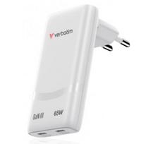 Verbatim 32355 Fold 'n' Go GaN Įkroviklis 65W 2-Port, USB-C, EU Plug, Balta