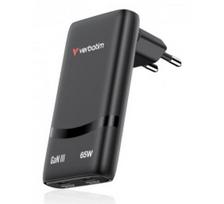 Verbatim 32354 Fold 'n' Go GaN Įkroviklis 65W 2-Port, USB-C, EU Plug, Juoda