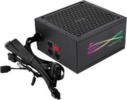 "Aerocool LUXPRORGB550M", pusiau modulinis RGB 550 W maitinimo šaltinis, "80Plus Bronze +88%", japoniški kondensatoriai, 14 cm FDB ventiliatorius su APFC technologija, suderinamas su ARGB, juodas