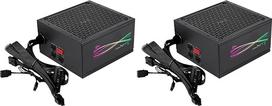 "Aerocool LUXPRORGB550M", pusiau modulinis RGB 550 W maitinimo šaltinis, "80Plus Bronze +88%", japoniški kondensatoriai, 14 cm FDB ventiliatorius su APFC technologija, suderinamas su ARGB, juodas (2 vnt.)