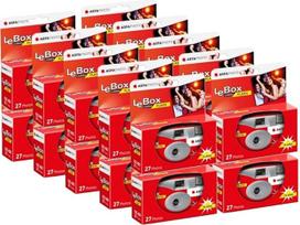 "AGFA Photo" 601020 "LeBox" blykstė, vienkartinis fotoaparatas, 27 nuotraukos, 31 mm optinis objektyvas, pilkos ir raudonos spalvos, 20 vnt. pakuotė