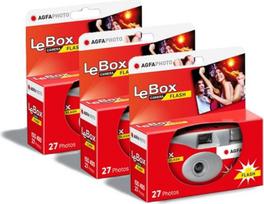 "AGFA Photo" 601020 "LeBox" blykstė, vienkartinis fotoaparatas, 27 nuotraukos, 31 mm optinis objektyvas, pilkos ir raudonos spalvos, 3 vnt. pakuotė