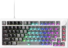 "Akko 5075 V3 HE Rapid Trigger" klaviatūra, "Hall Effect" magnetinis jungiklis, 8K apklausos dažnis, RT0,005 mm, 75 % JAV išdėstymas, RGB apšvietimas, laidinė žaidimų klaviatūra kompiuteriams ir "Mac" (balta, skaidri)