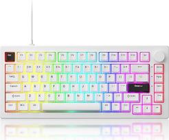 "Akko 5075 V3" laidinė mechaninė klaviatūra, 75 % QWERTY žaidimų klaviatūra su sandarikliu, programuojama, su RGB apšvietimu ir keičiamais "Hot Swap" jungikliais, juoda ant baltos spalvos