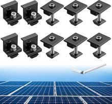 "Anbte Pack of 10 Solar Panel Mount Kit 35 mm Including 6 Pieces Centre Clamps and 4 Pieces End Clamps Aluminium Alloy Solar Panel Z Bracket for Framed Solar Panels Motorhomes (Black)