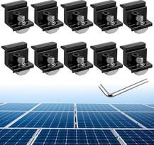 "Anbte Solar Panel End Clamp" 30-50 mm reguliuojamas saulės kolektorių montavimo rinkinys apima 10 varžtų M8 aliuminio bėgių galinių spaustukų, skirtų saulės kolektorių PV montavimo sistemai, juodos spalvos, 10 vnt.