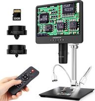 "Andonstar AD249S-M" 10,1 colio HDMI skaitmeninis mikroskopas 2000x, 3 objektyvai 2160P UHD vaizdo įrašymas, skaitmeninis mikroskopas, litavimo mikroskopas, biologinis mikroskopo rinkinys su 32G kortele, suderinamas su "Windows