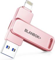 "Apple MFi" sertifikuota USB atmintinė mobiliajam telefonui, "iPhone", "iPad", "Android" ir asmeniniam kompiuteriui skirta "3-in-1" atmintinė, nešiojamoji didelės spartos USB 3.0 atmintinė, nuotraukų ir duomenų atsarginė kopija (rožinė, 512, GB)
