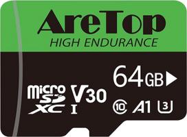 "Aretop Micro SD" kortelė 64GB, atminties kortelė Micro SD + 1 adapteris, UHS-I, U3, C10, A1, V30, 4K UHD Full HD vaizdo įrašymas Mikro SD atminties kortelė fotoaparatui / išmaniajam telefonui / dronui / vaizdo kamerai, iki 90MB/s