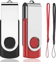 "AreTop" 2GB USB atmintinė 2 pakuotės USB 2.0 Flash Drive Memory Stick Rotation, skirta nešiojamajam kompiuteriui / kompiuteriui / automobiliui (juoda ir raudona)