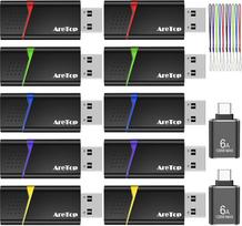 "AreTop" USB 3.0 32GB atminties atmintinė, 10 atmintinių, didelės spartos, iki 100MB/s skaitymo greitis, su 1 USB-C adapteriu, suderinama su kompiuteriu, nešiojamuoju kompiuteriu, automobiliu ir žaidimų konsole