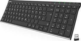 "Arteck" USB belaidė klaviatūra Nerūdijančio plieno itin plona klaviatūra su skaitmenine klaviatūra, skirta kompiuteriui / kompiuteriui / nešiojamajam kompiuteriui ir "Windows 11/10/8" įkraunama baterija