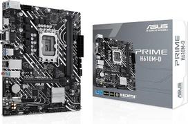 "ASUS Prime H610M-D" žaidimų pagrindinė plokštė "Intel" lizdas LGA 1700 (Micro-ATX, DDR5, PCIe 4.0, M.2, HDMI, VGA, USB 3.2 Gen 1, SATA 6Gbit/s, COM prievadas, RGB antraštė)