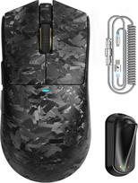 "ATTACK SHARK X11 Ultra Wireless Gaming Mouse" su "C06 Ultra LED" kabeliu, anglies pluošto kompozitinis korpusas, 54L15 MCU, PAW3950MAX, 8000 Hz, BT/2.4G/Wired, iki 42000 DPI (juoda)