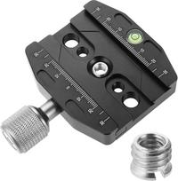 "Aupoko" 70 mm universalus gnybto adapteris QR-70, universalus trikojo galvutės gnybtas, greito atlaisvinimo plokštelių gnybtas su 1/4 colio - 3/8 colio adapteriu, suderinamas su "Arca Swiss" rutuline galvute