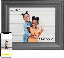 "Aura Mason" išmanusis skaitmeninis nuotraukų rėmelis, 9 colių HD "WiFi" debesies skaitmeninis nuotraukų rėmelis, nemokama neribota saugykla, nuotraukų siuntimas iš bet kurios vietos - grafito spalvos