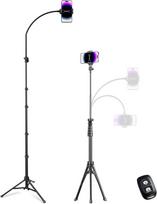 "Aureday" mobiliojo telefono trikojis 223 cm "iPhone", "Android" mobiliesiems telefonams ir fotoaparatams skirtas trikojis trikojis su 38 cm lanksčiu vamzdžiu 360° pasukamu "Bluetooth" nuotolinio valdymo pulteliu ir laikikliu