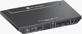 "AV Access KVM" jungiklis 2 kompiuteriams 2 monitoriams, 4K @ 60Hz, 2K @ 144Hz, 1080P @ 240Hz, 4 USB 3.0 prievadai HDMI KVM jungiklis dviem monitoriams, itin plataus ekrano klaviatūros pelės sparčiųjų klavišų jungiklis, HDMI 2.0 su 2 USB kabeliais