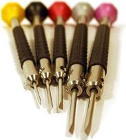 "Bergeon" 5 dalių 0,80-1,60 mm delrino plastiko ir nerūdijančio plieno ergonominių atsuktuvų rinkinys plastikiniame maišelyje 6899-P05