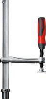 "Bessey TW28-30-14-2K" suvirinimo stalų prispaudimo elementas su 2K plastikine rankena, raudona/pilka, 300/140 mm