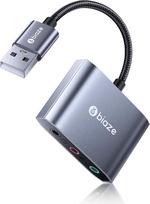 "Biaze" USB garso plokštė, USB ir 3,5 mm lizdo adapteris, USB ir AUX adapteris su trimis 3,5 mm lizdais, išorinė garso plokštė "Windows", "Mac", "Linux", PS4, PS5, "Switch" (Y68)