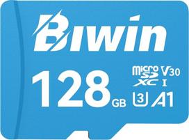 "Biwin MS100 MicroSDXC UHS-I" 128GB atminties kortelė - nuskaitymo greitis iki 160MB/s - A1 V30 U3 4K UHD vaizdo įrašai, skirti vaizdo įrašams iš išmaniųjų telefonų, planšetinių kompiuterių ir skaitmeninių fotoaparatų "Canon Sony
