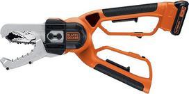 "Black+Decker" 18 V akumuliatorinės genėjimo žirklės "Alligator" (18 V, 2,0 Ah, 15 cm ilgio ašmenys, iki 100 mm skersmens, patentuoti prispaudimo žandikauliai, belaidis ryšys, užtikrinantis didžiausią laisvę pjaunant medieną, įskaitant akumuliatorių ir įk