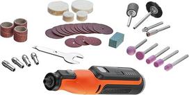 "Black+Decker" akumuliatorinis daugiafunkcinis įrankis su 36 dalių priedais BCRT8I (7,2 V, 1,5 Ah, universalus smulkus gręžimo šlifuoklis su LED apšvietimu, skirtas pjaustyti, šlifuoti, poliruoti ir šlifuoti, su USB įkrovimo laidu)