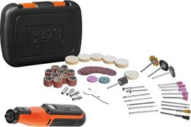 "Black+Decker" akumuliatorinis daugiafunkcinis įrankis su 52 dalių priedais BCRT8IK (7,2 V, 1,5 Ah, universalus smulkus gręžimo šlifuoklis su apšvietimu, skirtas pjaustyti, šlifuoti, poliruoti ir šlifuoti, su USB įkrovimo laidu ir dėžute)