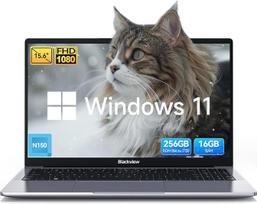 "Blackview Acebook 6" 15,6 colių nešiojamasis kompiuteris verslo studentams, keturių branduolių N150 (geriau N95) iki 3,6 GHz, 16GB RAM, 256GB SSD nešiojamasis kompiuteris, FHD IPS ekranas, apsauga nuo akių, 100 W Type-C, 4K HDMI, "Bluetooth