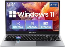 "Blackview" nešiojamasis kompiuteris 15,6 colių FHD+ nešiojamasis kompiuteris, 16GB DDR4, 512GB SSD + TF, 3,6 GHz procesorius N150/UHD Graphics, "Windows 11", 38 Wh, QWERTY, HDMI 2.0, "Bluetooth", USB 3.0, pirštų atspaudai. FaceID, WLAN 5G