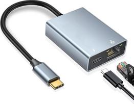 "BLKing" USB C į Ethernet adapteris, Ethernet į USB C, C tipo į RJ45 Gigabit LAN tinklo adapteris, suderinamas su "Chromecast", "Google TV", "i-Pad Air
