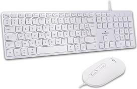 "Bluestork" - Laidinis baltos spalvos klaviatūros rinkinys "Mac" pelei - "Apple AZERTY" klaviatūra "FR Quiet" ir pelė 2400 DPI - itin plonas dizainas - žirkliniai klavišai - USB-A ir USB-C - tinka visoms "Mac" ir "iPad" klaviatūroms
