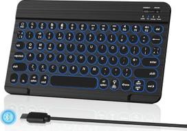 "Bluetooth" klaviatūra 7 spalvų apšviesta belaidė, maža, nešiojama, įkraunama, itin plona, suderinama su "iPad"/"Samsung"/"Surface Tab"/"Lenovo Tab"/"Windows", QWERTY UK išdėstymas