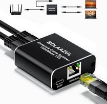"BolAAzuL LAN Splitter" jungiklis nuo 1 iki 2, "Gigabit Ethernet" jungiklis 1000Mbps 1x2 LAN/interneto kabelių skirstytuvas su C tipo maitinimo kabeliu "Cat5/6/7/8" skirstytuvas, 1 įėjimas ir 2 išėjimai, RJ45 tinklo skirstytuvas "Plug & Play