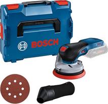 "Bosch Professional" 18 V sistemos akumuliatorinis šlifuoklis GEX 18V-125 (su šlifavimo disku (125 mm), 1x šlifavimo popierius, dulkių maišelis, be akumuliatoriaus ir įkroviklio, L-BOXX 136)