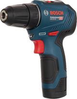 "Bosch Professional" GSR 12V-30 12V sistemos akumuliatorinis gręžtuvas (įskaitant 2 x 2,0 Ah GBA 12V akumuliatorių, įkroviklį AL 1115 CV, 39 dalių priedų rinkinį krepšyje)